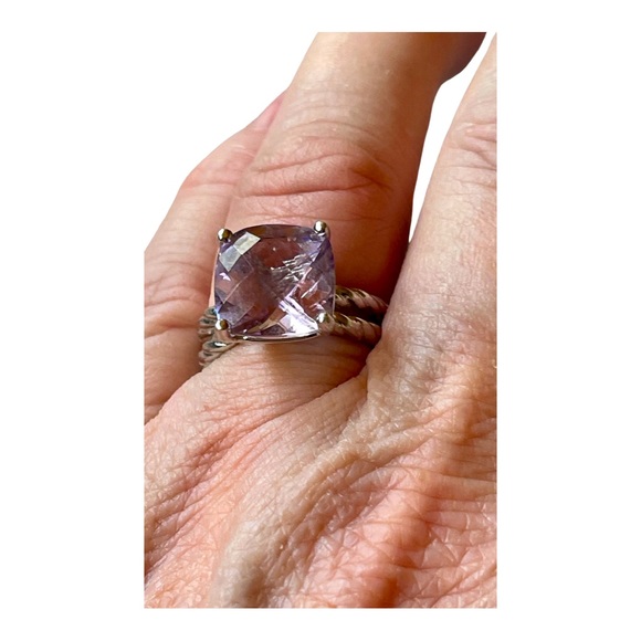 6ct Cushion Cut Amethyst Sterling 925 twisted setting ring! Incredible STONE! - Picture 3 of 9